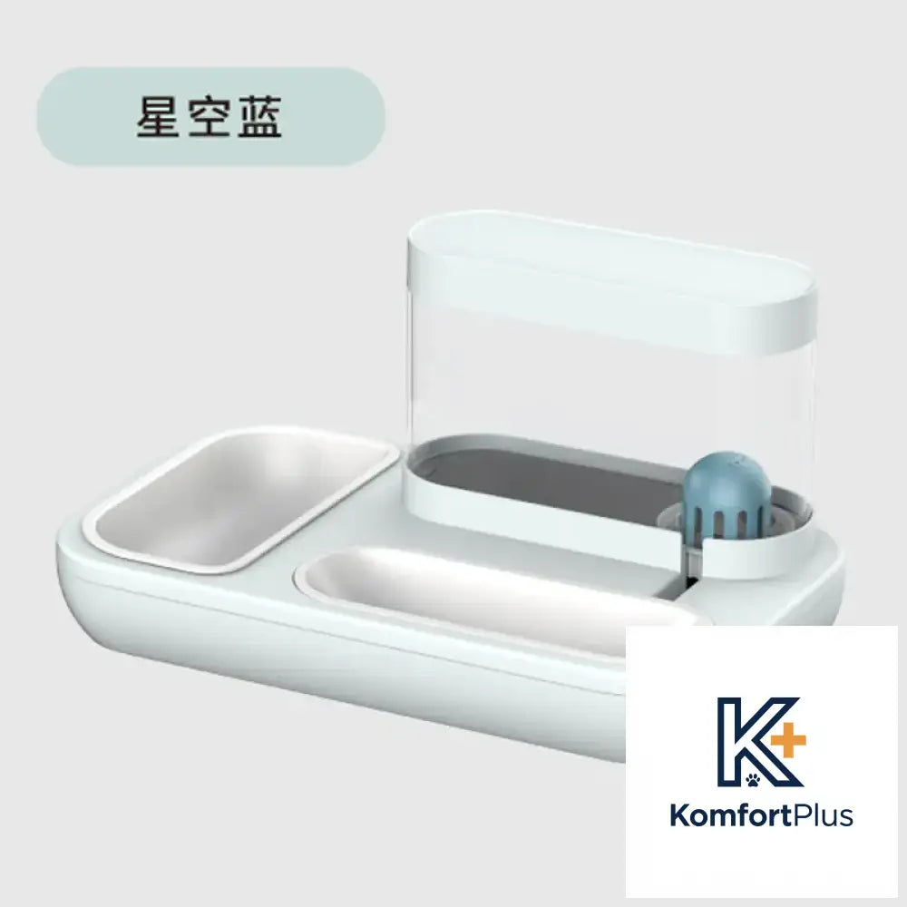 Cat Bowl Set with Neck Protection and Anti-Spill Design Starry blue