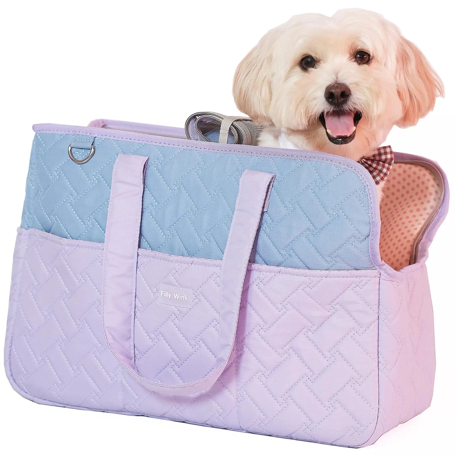 Hundetragetasche 3-in-1 Lila & Blau Reisetasche für kleine Hunde & Katzen – Tragegriff, Umhängetasche & Schultertasche mit 4 zusätzlichen Vorder- und Seitentaschen, weich und bequem, perfekt für Reisen