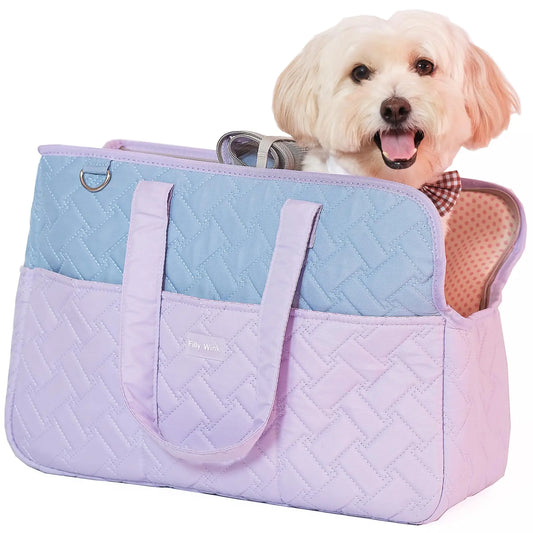 Hundetragetasche 3-in-1 Lila &amp; Blau Reisetasche für kleine Hunde &amp; Katzen – Tragegriff, Umhängetasche &amp; Schultertasche mit 4 zusätzlichen Vorder- und Seitentaschen, weich und bequem, perfekt für Reisen