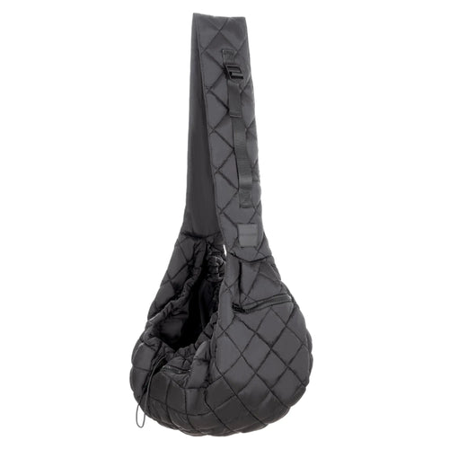 PALPACK Dog and Cat Sling Carrier for Small Medium Puppy & Kitten Carrying Wearable Crossbody Purse Bag with Adjustable Size and Shoulder Strap Safety Clip Two Zip Pockets (Black)