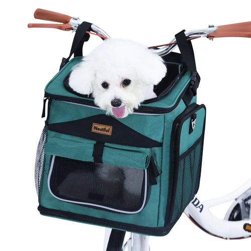 Hunde-Fahrradkorb, erweiterbar, faltbar, weich, für Fahrräder, Reisetasche, Rucksack, sicher und einfach für kleine Katzen und Hunde (Grün)