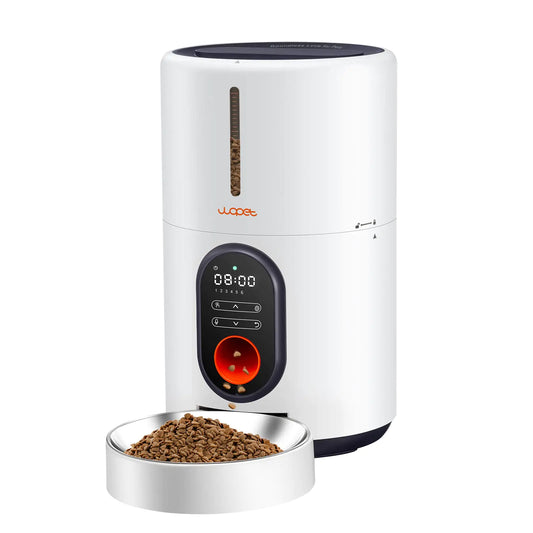 WOPET Automatic Cat Feeder 4L Dog Food Dispenser with Stainless Steel Bowl Timed Pet Feeder with Portion Control Voice Recorder for Cat and Small Dogs Up to 1-6 Meals Per Day