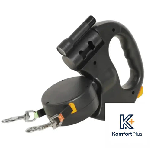 Auto Double Dog Leash Black