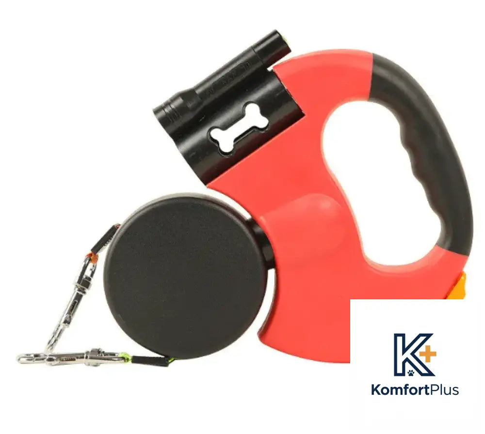 Auto Double Dog Leash Red