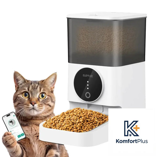 Automatischer Katzenfutterautomat 4L mit Edelstahlnapf White