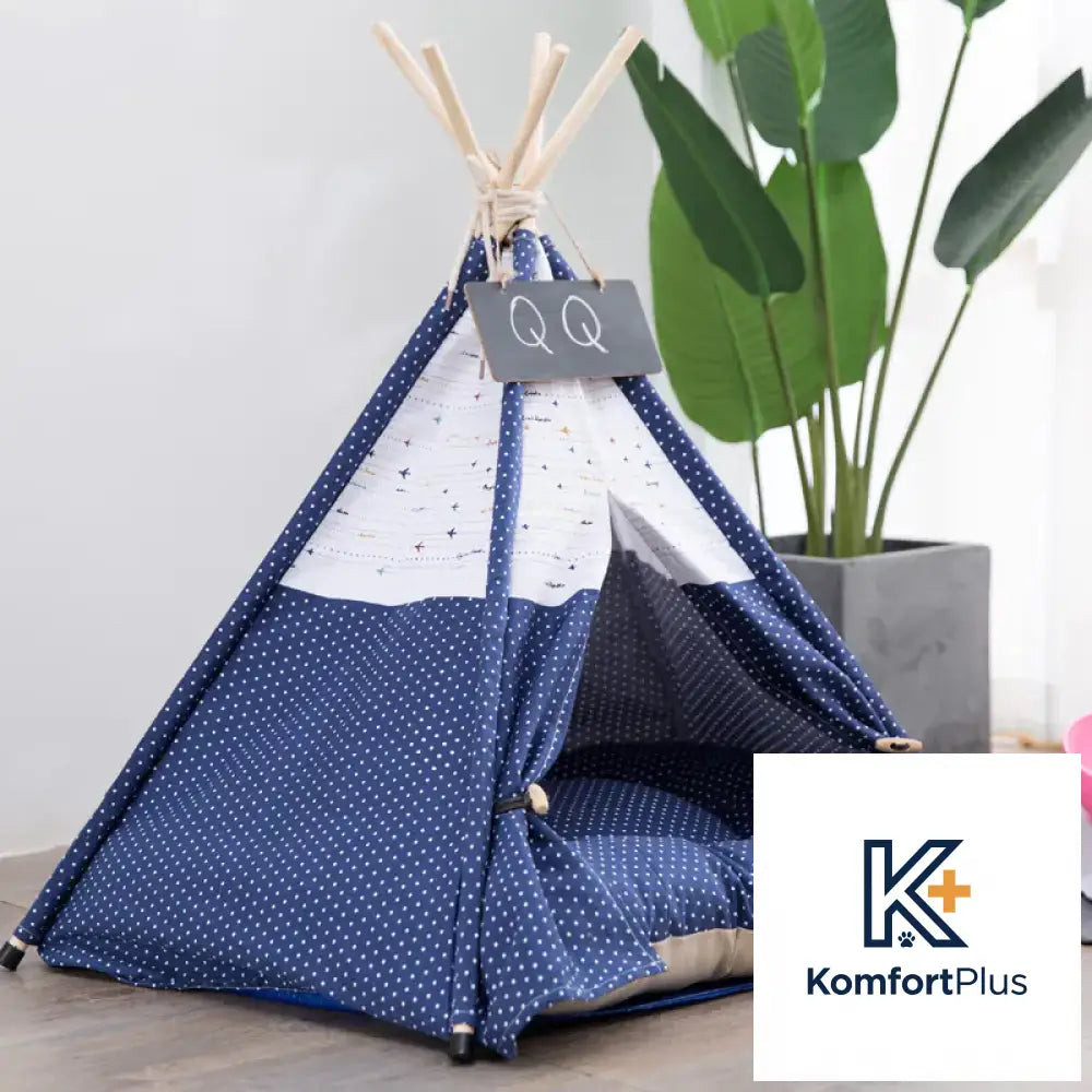 Canvas Pet Tent for Small and Medium Dogs Navy Blue / Without cushions / Medium