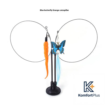 Cat Sucker Teaser Toy Blue Butterfly Caterpillar / As Shown