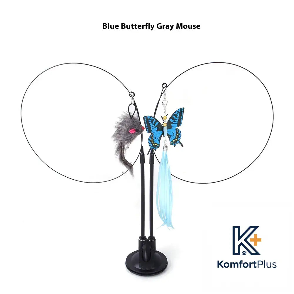 Cat Sucker Teaser Toy Blue Butterfly Gray Mouse / As Shown