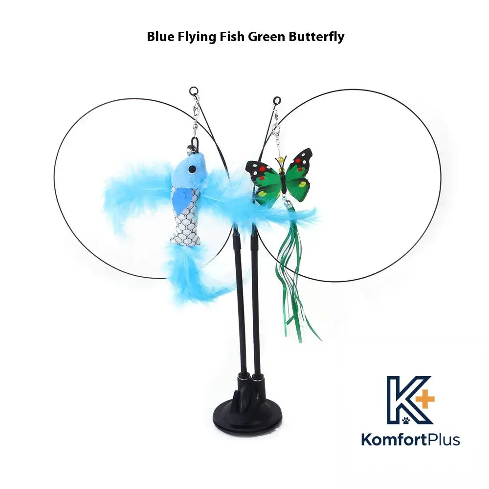Cat Sucker Teaser Toy Blue Flying Fish Butterfly / As Shown