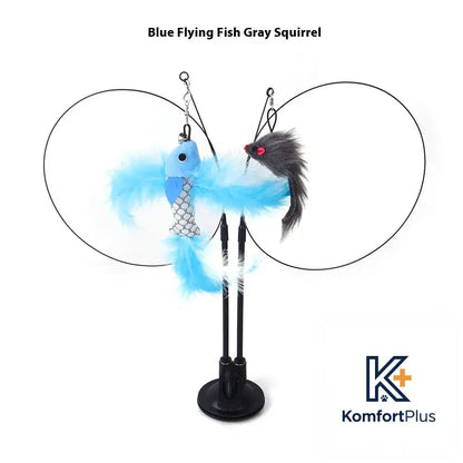 Cat Sucker Teaser Toy Blue Flying Fish Gray Mouse / As Shown