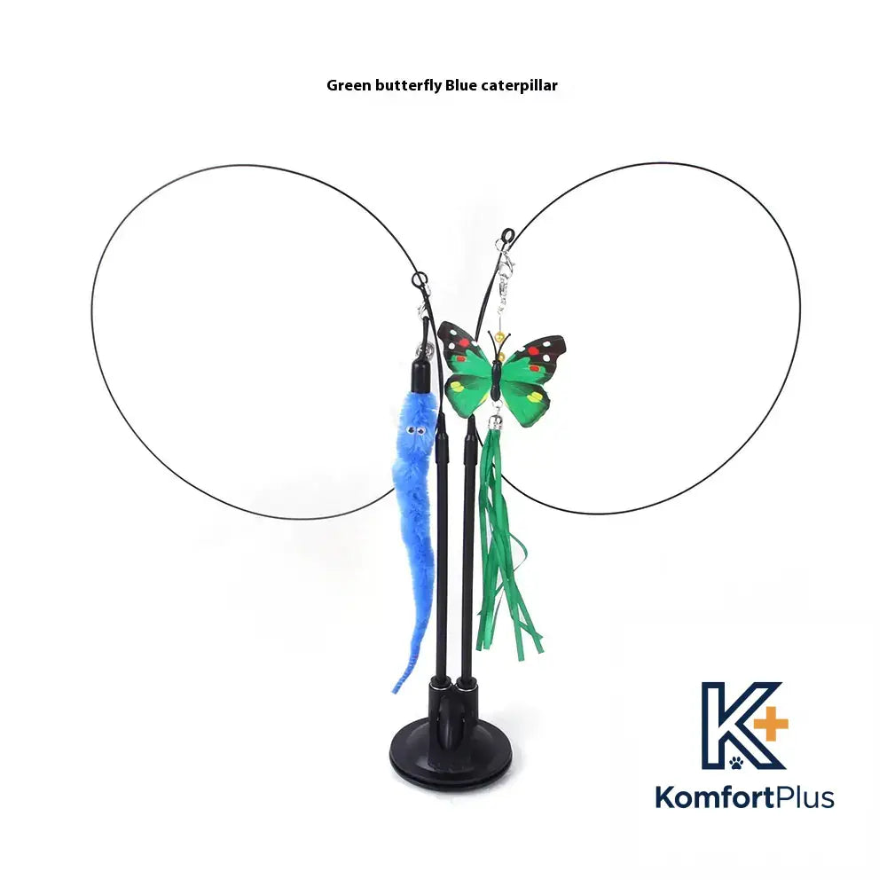 Cat Sucker Teaser Toy Green Butterfly Caterpillar / As Shown