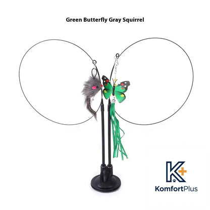 Cat Sucker Teaser Toy Green Butterfly Gray Mouse / As Shown