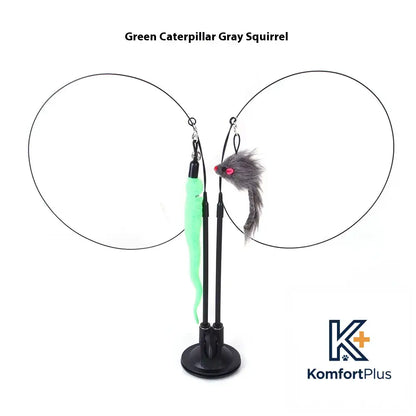 Cat Sucker Teaser Toy Green Caterpillar Gray Rat / As Shown