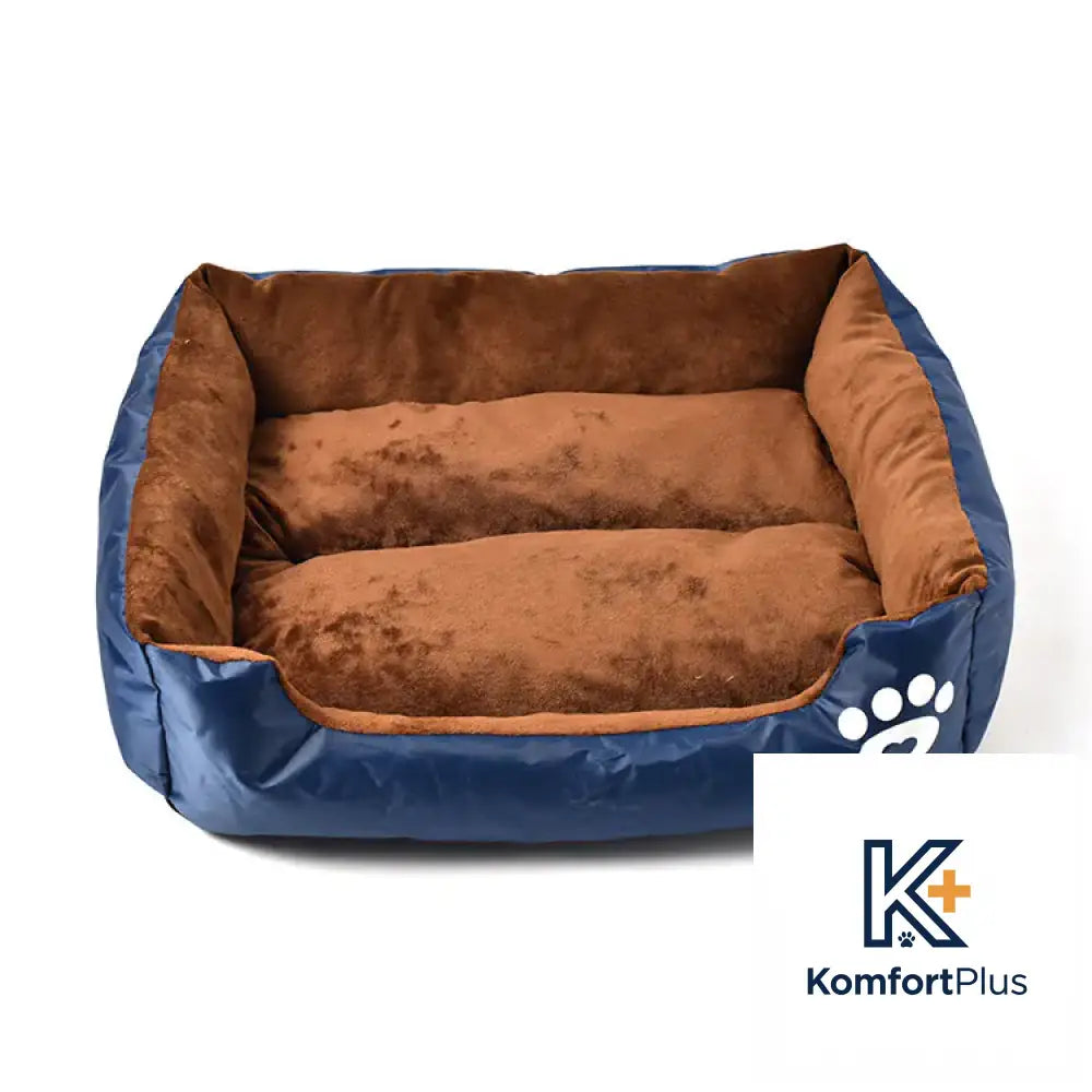 Factory Direct Soft Cotton Pet Bed with Paw Print Design Blue / M