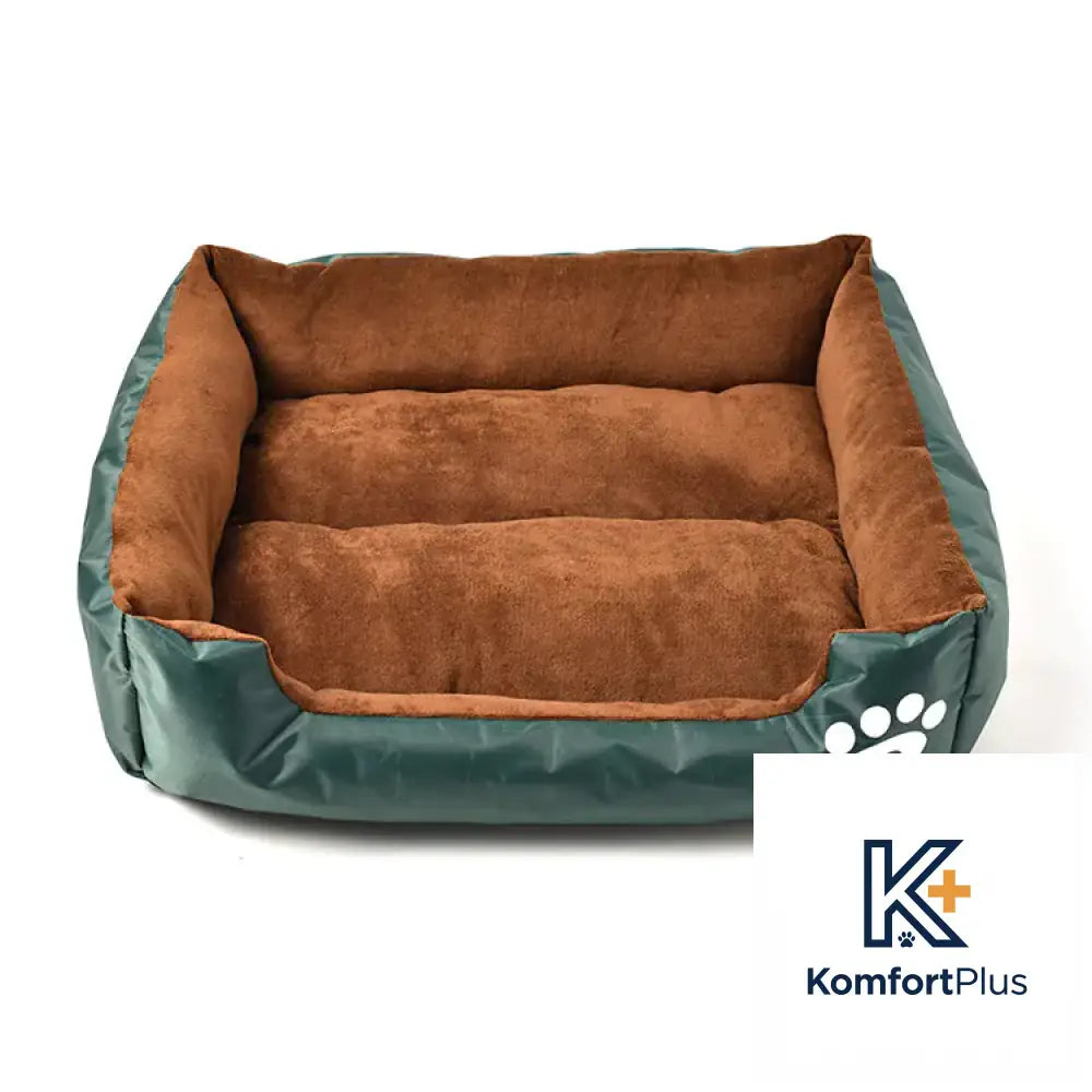 Factory Direct Soft Cotton Pet Bed with Paw Print Design Green / M