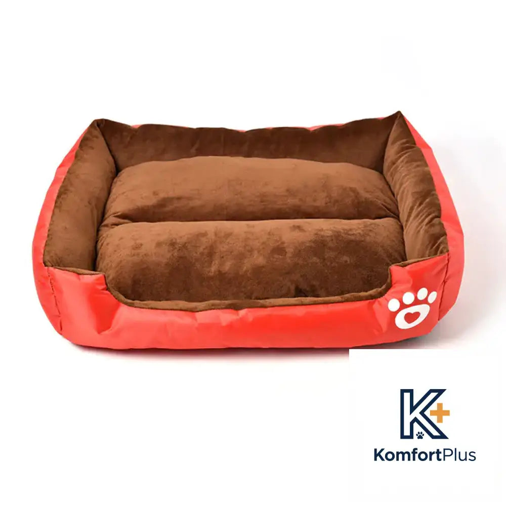 Factory Direct Soft Cotton Pet Bed with Paw Print Design Red / L