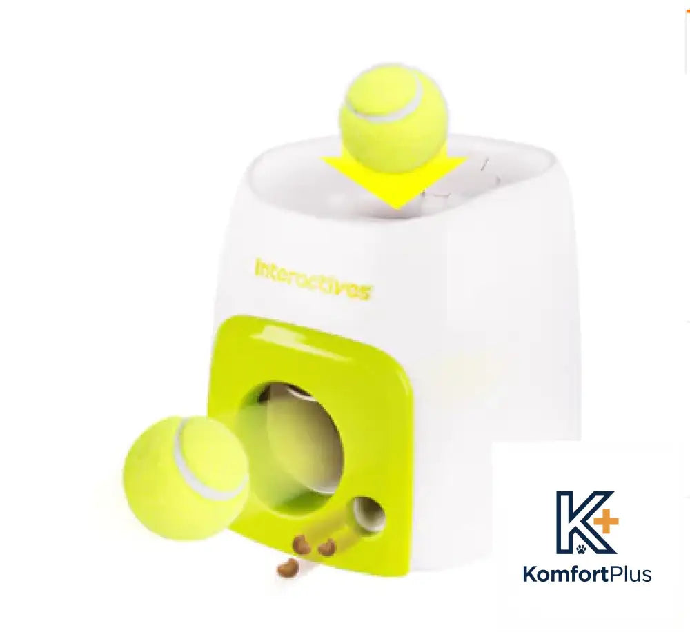 Interactive Pet Toy with Tennis Ball Feeder for Dogs Green white