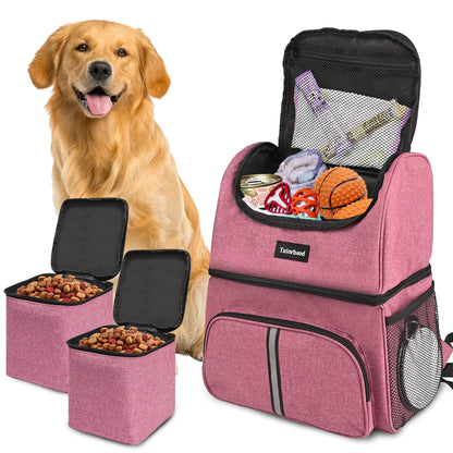 Txinrbood Hunde-Reisetasche, Hunde-Rucksack mit Futterbehälter für Wander- und Campingausflüge, Rosa