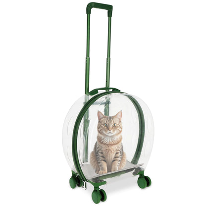 MiMu Transparent Bubble Pet Carrier with Wheels - Small Dog or Cat Trolley for Pet Travel - Cat Backpack Alternative