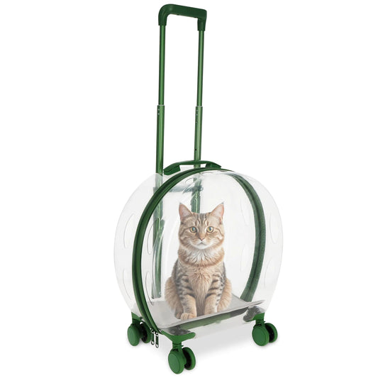 MiMu Transparent Bubble Pet Carrier with Wheels - Small Dog or Cat Trolley for Pet Travel - Cat Backpack Alternative