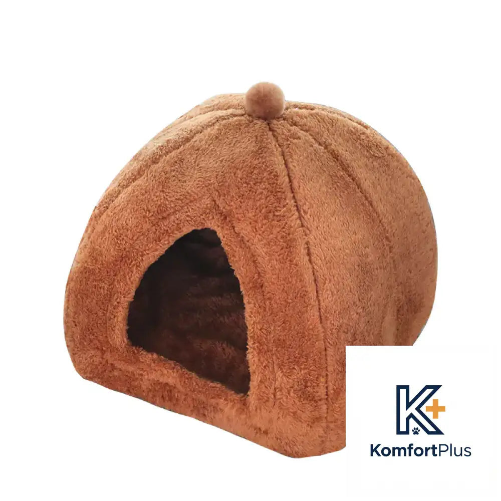 Multi-Use Washable Pet Bed for Cats and Dogs Triangle House nest-Brown (autumn and winter) / Medium-34*34 * 36cm within
