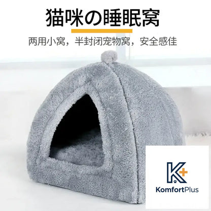 Multi-Use Washable Pet Bed for Cats and Dogs Triangle House nest-gray (autumn and winter) / Medium-34*34 * 36cm within
