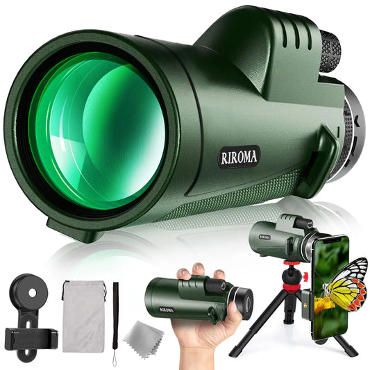 Green 40X60 Monocular Telescope with Smartphone Holder & Tripod Power Prism Compact Monoculars for Adults Kids HD Monocular Scope for Bird Watching Hiking Concert Travelling