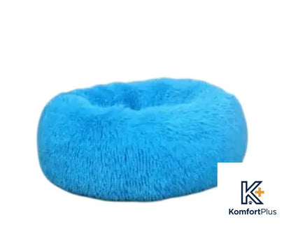 Plush Round Pet Bed for Cats and Dogs Blue / 50cm