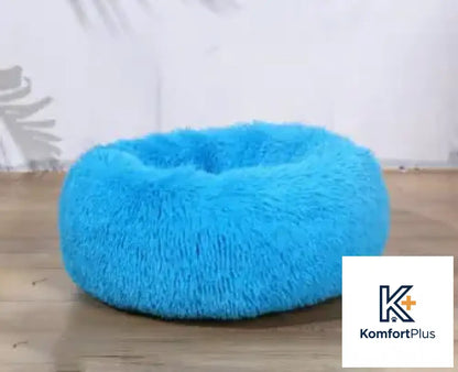 Plush Round Pet Bed for Cats and Dogs Blue / 70cm