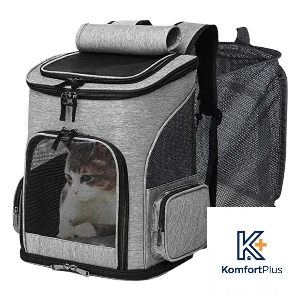 Portable Expandable Pet Backpack for Cats and Dogs Grey