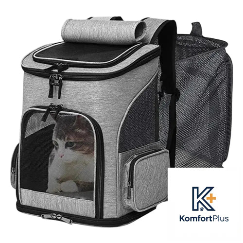 Portable Expandable Pet Backpack for Cats and Dogs Grey