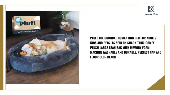 Plufl The Original Human Dog Bed for Adults Kids and Pets. As Seen on Shark Tank. Comfy Plush Large Bean Bag with Memory Foam Machine Washable and Durable. Perfect nap and Floor Bed - Black by@Outfy