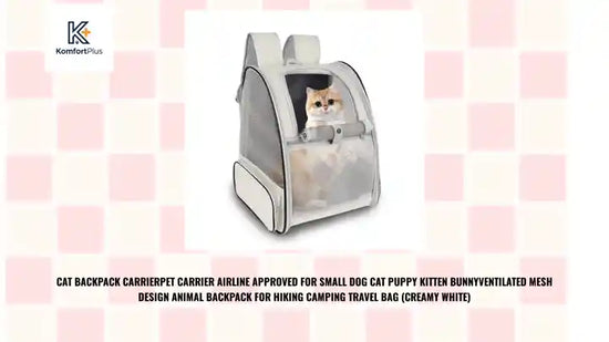 Cat Backpack CarrierPet Carrier Airline Approved for Small Dog Cat Puppy Kitten BunnyVentilated Mesh Design Animal Backpack for Hiking Camping Travel Bag (Creamy White) by@Outfy