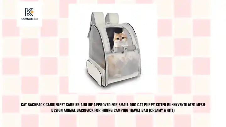 Cat Backpack CarrierPet Carrier Airline Approved for Small Dog Cat Puppy Kitten BunnyVentilated Mesh Design Animal Backpack for Hiking Camping Travel Bag (Creamy White) by@Outfy