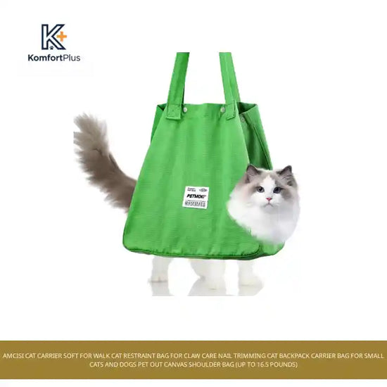 Amcisi Cat Carrier Soft for Walk Cat Restraint Bag for Claw Care Nail Trimming Cat Backpack Carrier Bag for Small Cats and Dogs Pet Out Canvas Shoulder Bag (Up to 16.5 Pounds) by@Outfy