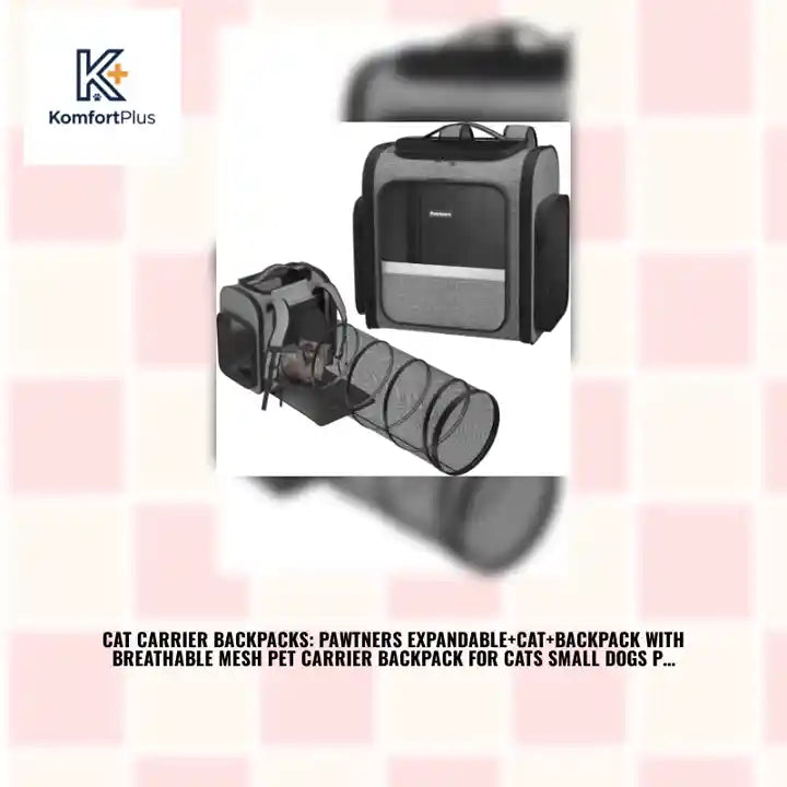 Cat Carrier Backpacks: Pawtners Expandable+Cat+Backpack with Breathable Mesh Pet Carrier Backpack for Cats Small Dogs Puppies Up to 18 Lbs Dog Carrier Backpack for Travel Hiking Camping Outdoor by@Outfy