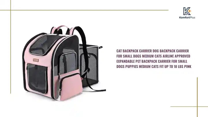 Cat Backpack Carrier Dog Backpack Carrier for Small Dogs Medium Cats Airline Approved Expandable Pet Backpack Carrier for Small Dogs Puppies Medium Cats Fit Up to 18 Lbs Pink by@Outfy