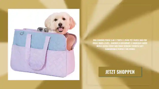 Dog Carrier Purse 3-in-1 Purple &amp; Blue Pet Travel Bag for Small Dogs &amp; Cats - Handheld Crossbody &amp; Shoulder Carry with 4 Extra Front and Sided Storage Pockets Soft Comfortable Perfect for Travel by@Outfy