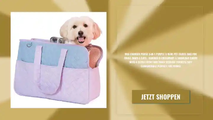 Dog Carrier Purse 3-in-1 Purple &amp; Blue Pet Travel Bag for Small Dogs &amp; Cats - Handheld Crossbody &amp; Shoulder Carry with 4 Extra Front and Sided Storage Pockets Soft Comfortable Perfect for Travel by@Outfy