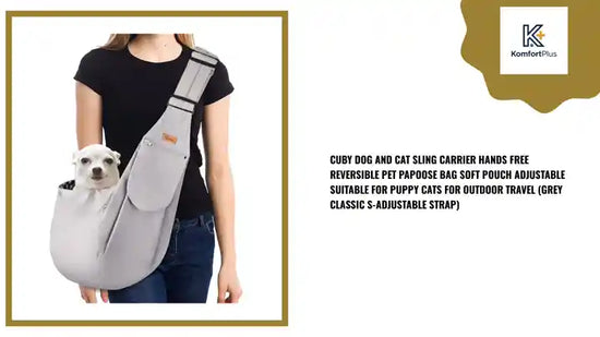 CUBY Dog and Cat Sling Carrier Hands Free Reversible Pet Papoose Bag Soft Pouch Adjustable Suitable for Puppy Cats for Outdoor Travel (Grey Classic S-Adjustable Strap) by@Outfy