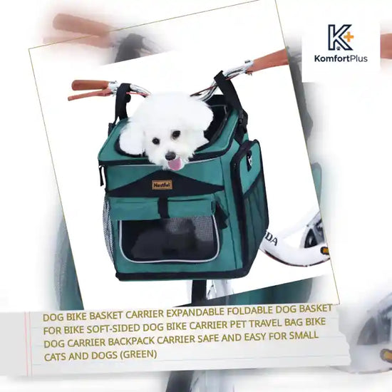 Dog Bike Basket Carrier Expandable Foldable Dog Basket for Bike Soft-Sided Dog Bike Carrier Pet Travel Bag Bike Dog Carrier Backpack Carrier Safe and Easy for Small Cats and Dogs (Green) by@Outfy