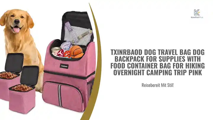 Txinrbaod Dog Travel Bag Dog Backpack For Supplies With Food Container Bag for Hiking Overnight Camping Trip Pink by@Outfy