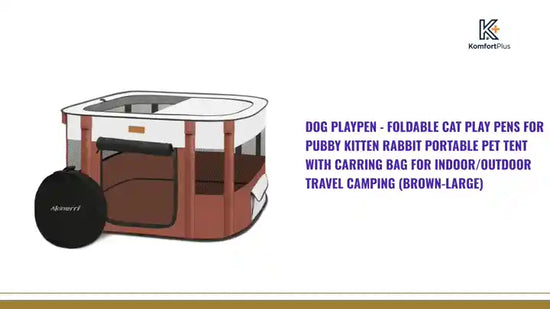 Dog Playpen - Foldable Cat Play Pens for Pubby Kitten Rabbit Portable Pet Tent with Carring Bag for Indoor/Outdoor Travel Camping (Brown-Large) by@Outfy