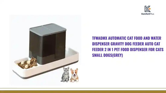 Tfwadmx Automatic Cat Food and Water Dispenser Gravity Dog Feeder Auto Cat Feeder 2 in 1 Pet Food Dispenser for Cats Small Dogs(Grey) by@Outfy