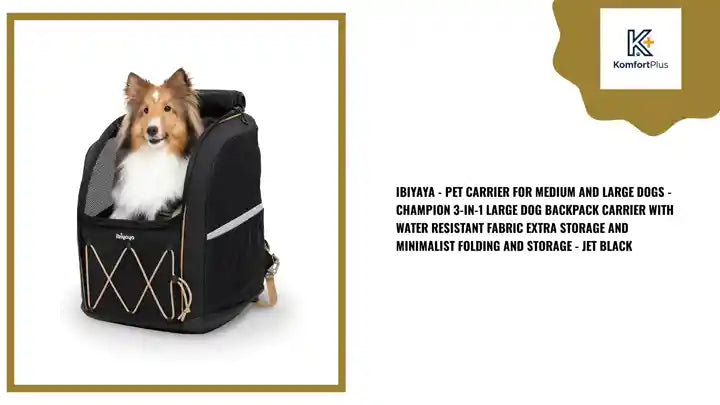 ibiyaya - Pet Carrier for Medium and Large Dogs - Champion 3-in-1 Large Dog Backpack Carrier with Water Resistant Fabric Extra Storage and Minimalist Folding and Storage - Jet Black by@Outfy