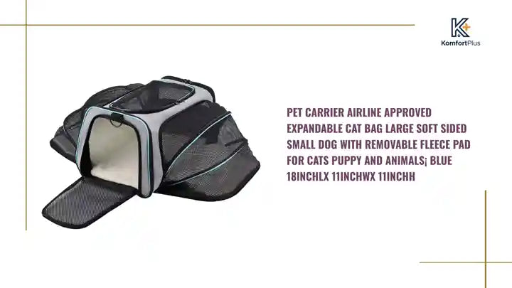 Pet Carrier Airline Approved Expandable Cat Bag Large Soft Sided Small Dog with Removable Fleece Pad for Cats Puppy and Animals&iexcl;&shy; Blue 18inchLx 11inchWx 11inchH by@Outfy
