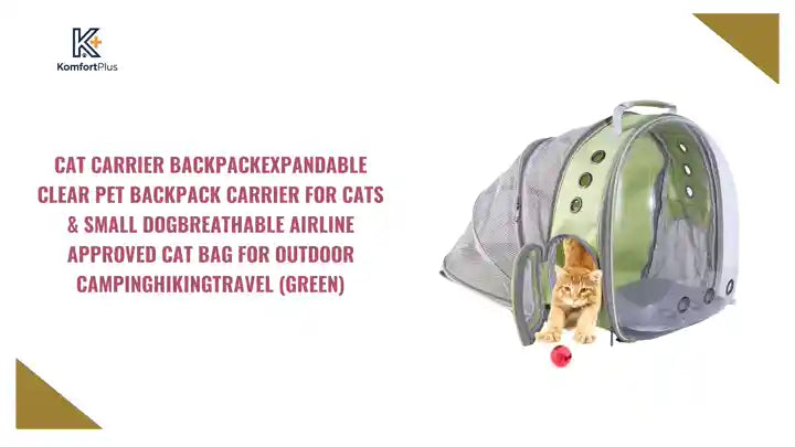 Cat Carrier BackpackExpandable Clear Pet Backpack Carrier for Cats &amp; Small DogBreathable Airline Approved Cat Bag for Outdoor CampingHikingTravel (Green) by@Outfy