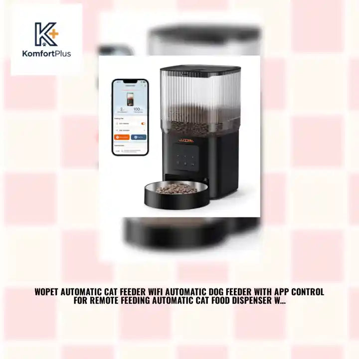 WOPET Automatic Cat Feeder WiFi Automatic Dog Feeder with APP Control for Remote Feeding Automatic Cat Food Dispenser with 10S Voice Record1-10 Meals Per Day for Cats and Dogs by@Outfy