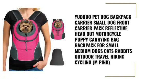 YUDODO Pet Dog Backpack Carrier Small Dog Front Carrier Pack Reflective Head Out Motorcycle Puppy Carrying Bag Backpack for Small Medium Dogs Cats Rabbits Outdoor Travel Hiking Cycling (M Pink) by@Outfy