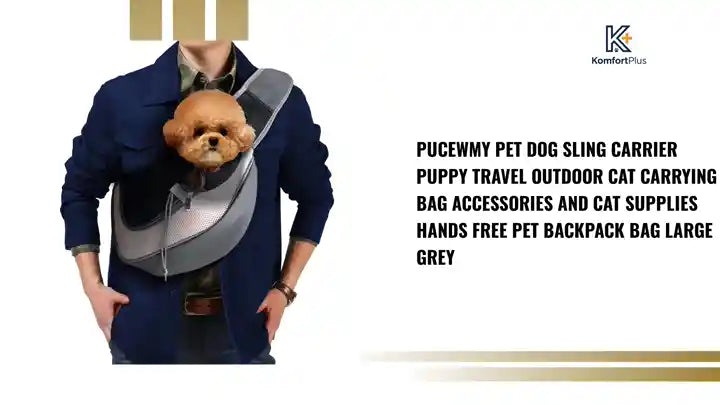PUCEWMY Pet Dog Sling Carrier Puppy Travel Outdoor Cat Carrying Bag Accessories and Cat Supplies Hands Free Pet Backpack Bag Large Grey by@Outfy
